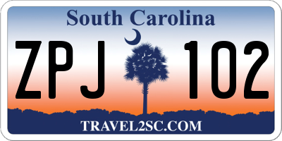 SC license plate ZPJ102