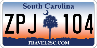 SC license plate ZPJ104
