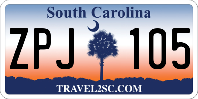 SC license plate ZPJ105