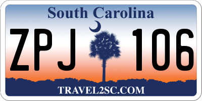 SC license plate ZPJ106