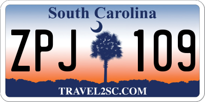 SC license plate ZPJ109