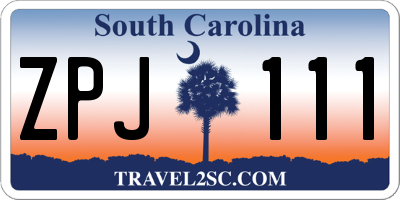 SC license plate ZPJ111