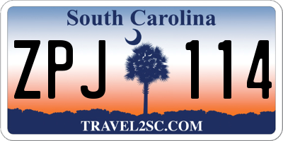 SC license plate ZPJ114