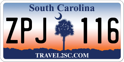 SC license plate ZPJ116