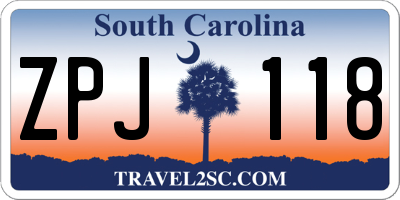 SC license plate ZPJ118