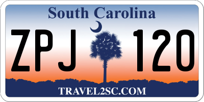 SC license plate ZPJ120