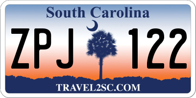 SC license plate ZPJ122