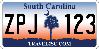 SC license plate ZPJ123