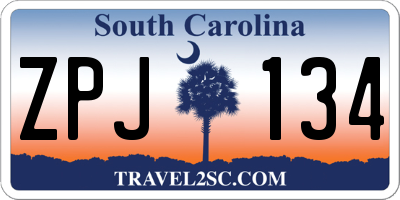 SC license plate ZPJ134