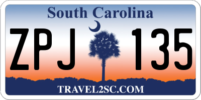 SC license plate ZPJ135