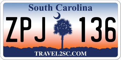 SC license plate ZPJ136