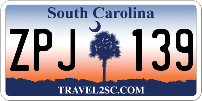 SC license plate ZPJ139
