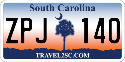 SC license plate ZPJ140