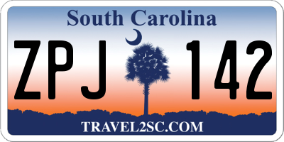 SC license plate ZPJ142
