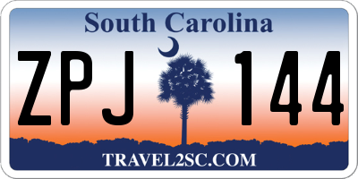 SC license plate ZPJ144