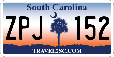 SC license plate ZPJ152