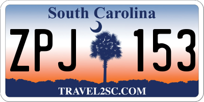 SC license plate ZPJ153