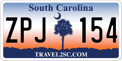 SC license plate ZPJ154