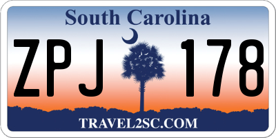 SC license plate ZPJ178