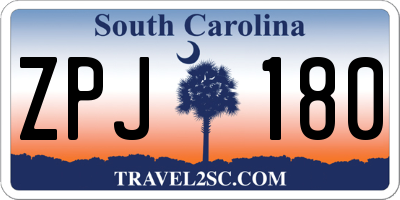 SC license plate ZPJ180