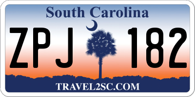 SC license plate ZPJ182