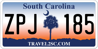 SC license plate ZPJ185