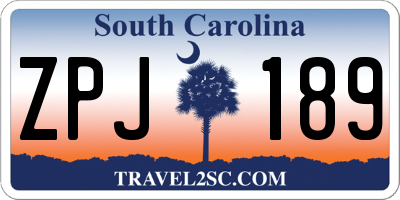 SC license plate ZPJ189