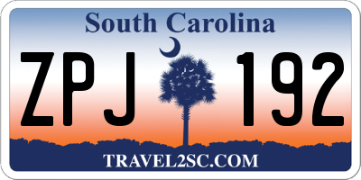 SC license plate ZPJ192