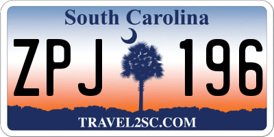 SC license plate ZPJ196