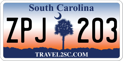 SC license plate ZPJ203