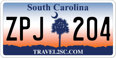 SC license plate ZPJ204