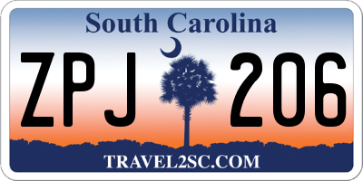 SC license plate ZPJ206