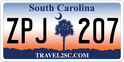 SC license plate ZPJ207