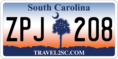 SC license plate ZPJ208