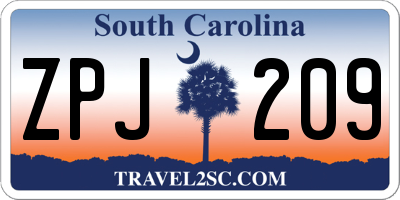 SC license plate ZPJ209