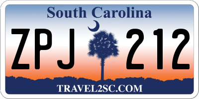 SC license plate ZPJ212