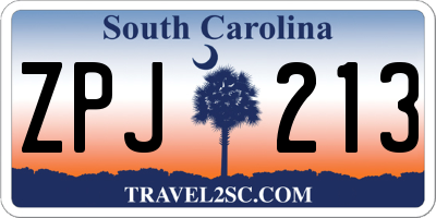 SC license plate ZPJ213