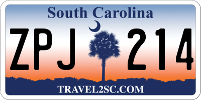 SC license plate ZPJ214