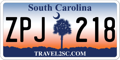 SC license plate ZPJ218