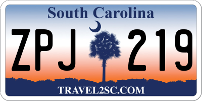 SC license plate ZPJ219
