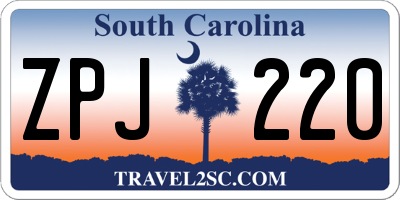 SC license plate ZPJ220