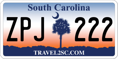 SC license plate ZPJ222