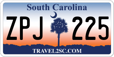 SC license plate ZPJ225