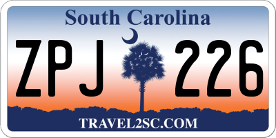 SC license plate ZPJ226
