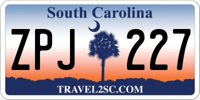 SC license plate ZPJ227