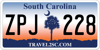 SC license plate ZPJ228