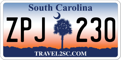SC license plate ZPJ230