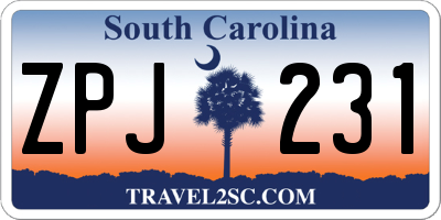 SC license plate ZPJ231