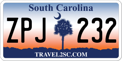 SC license plate ZPJ232