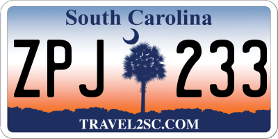SC license plate ZPJ233